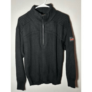 Vintage Men’s Obermeyer Sport Stefan Ski Sweater 1/4 Zip Wool Blend Black Sz S
